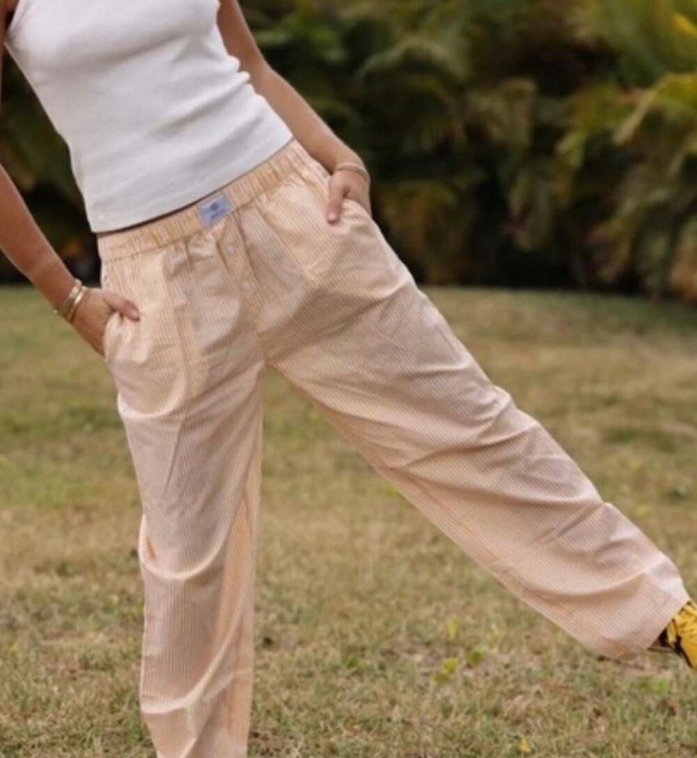 NWOT Parke Yellow White Striped Boxer Lounge Pants Size S